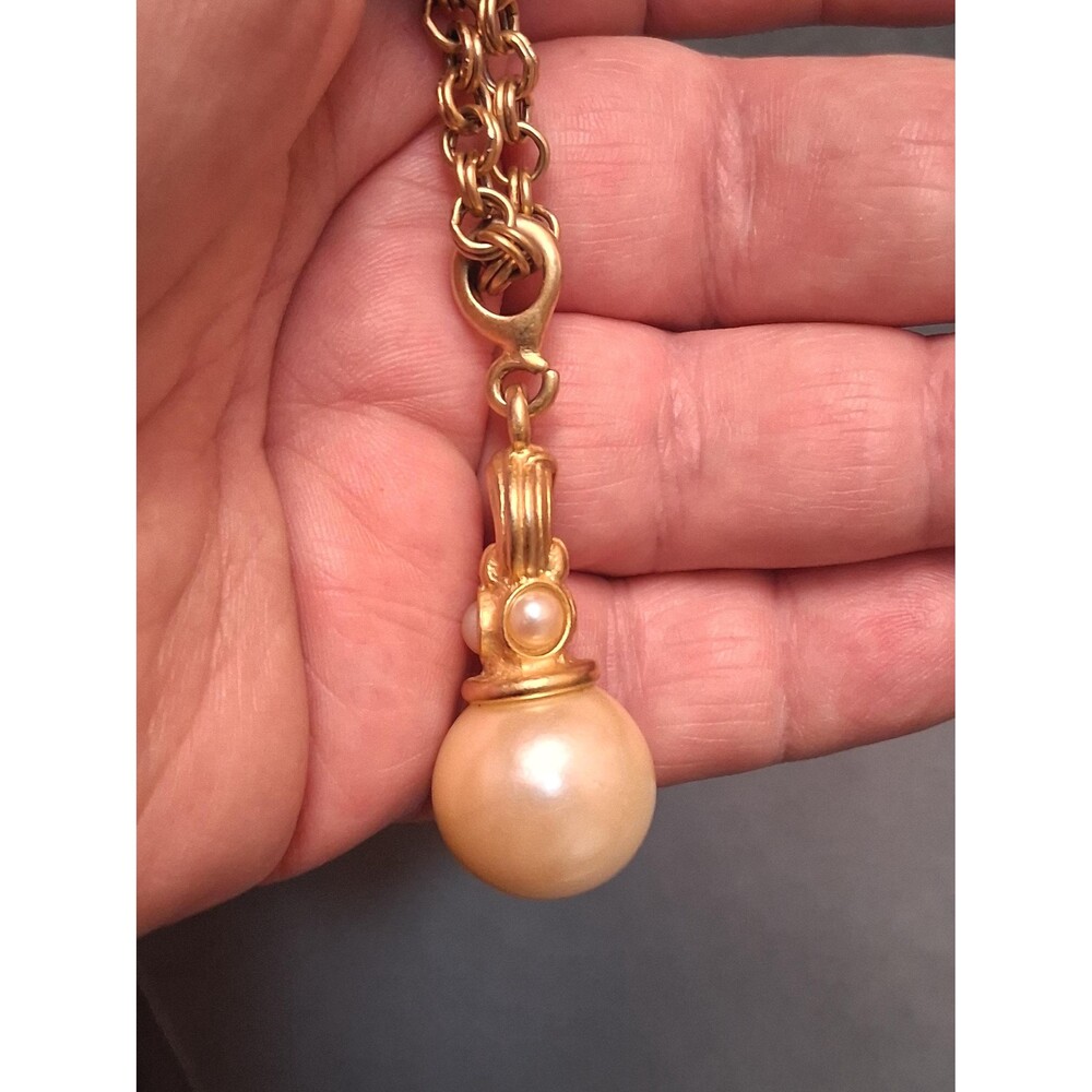 1980s Pearl Bauble Necklace Long Chain